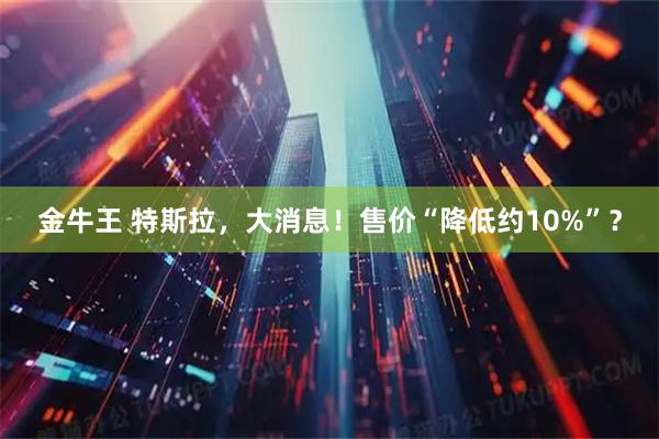 金牛王 特斯拉，大消息！售价“降低约10%”？